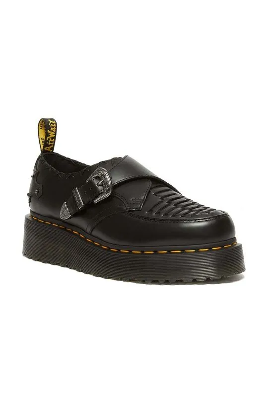 Dr. Martens leather shoes Ramsey Quad Monk women's black color DM31680001