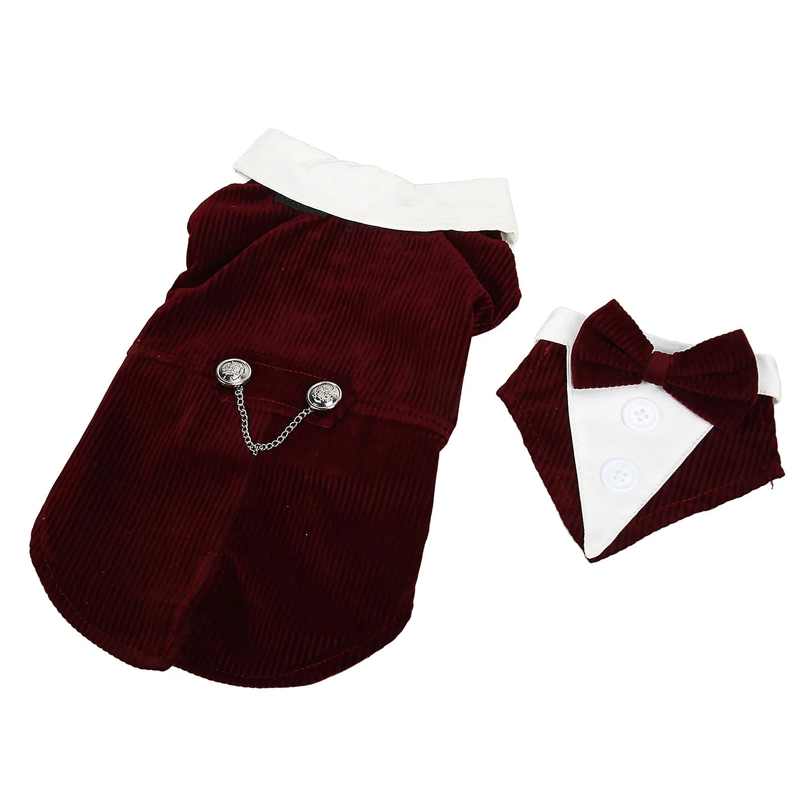 Elegant Jujube Red Dog Wedding Suit Tuxedo Bow Tie Fashionable Pet Attire