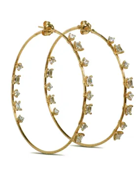 Emerald Cut Diamond Steroid Hoop Earrings