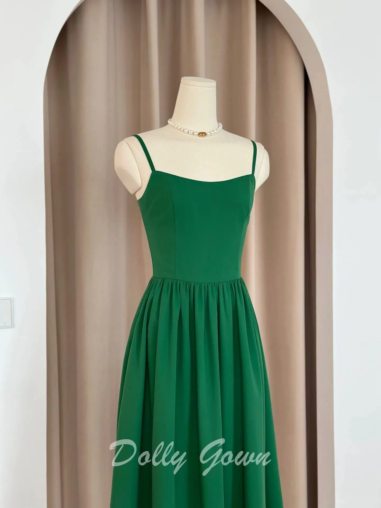 Emerald Green Spaghetti Strap Short Vintage Bridesmaid Dresses