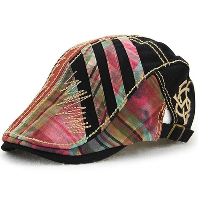 Flat Patchworked Beret Gorras Planas Visor Hat Caps for Men & Women