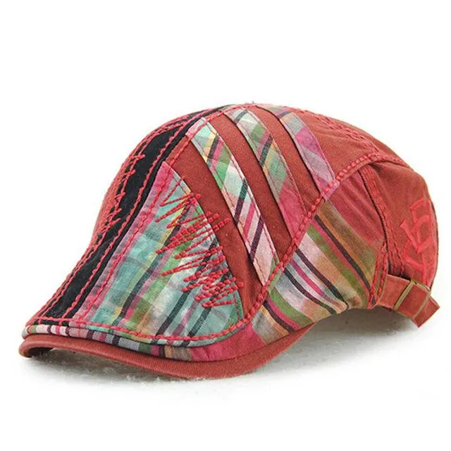 Flat Patchworked Beret Gorras Planas Visor Hat Caps for Men & Women