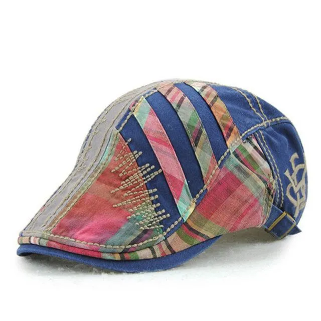 Flat Patchworked Beret Gorras Planas Visor Hat Caps for Men & Women