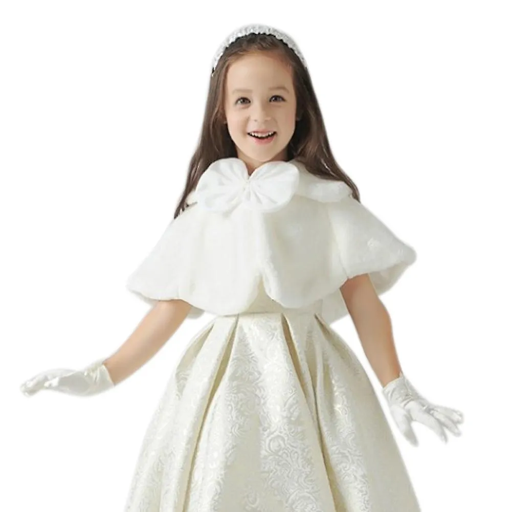 Flower Girls Faux Fur Shrug Bridesmaid Wedding Bolero Children Kids Cape Cover Up