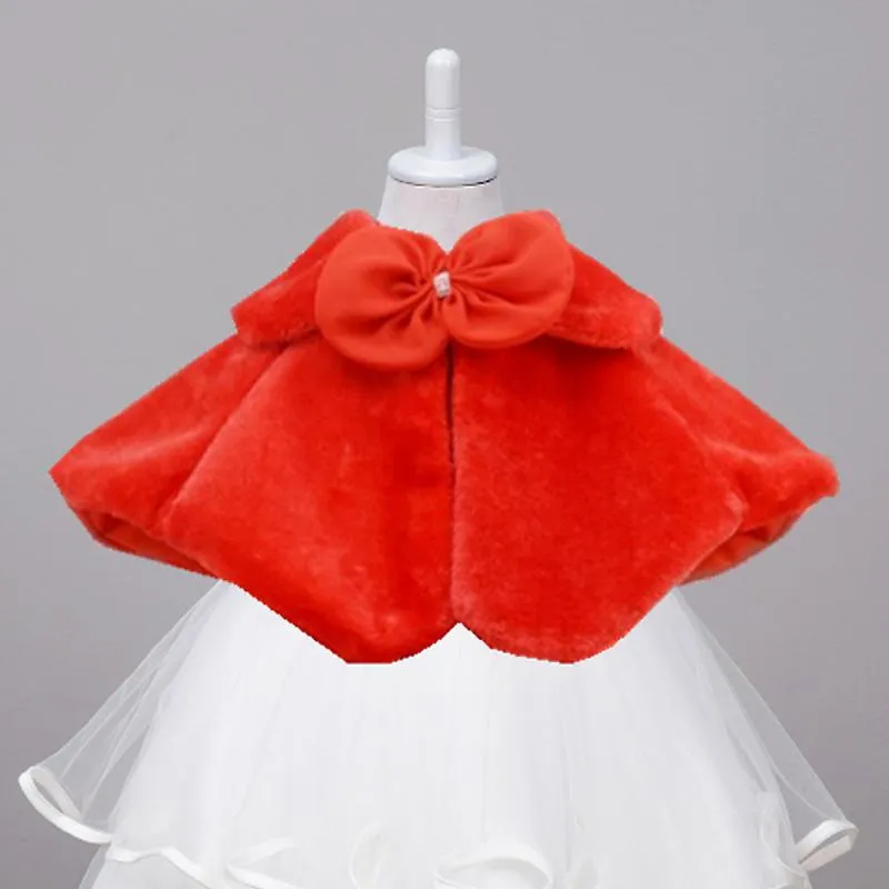 Flower Girls Faux Fur Shrug Bridesmaid Wedding Bolero Children Kids Cape Cover Up