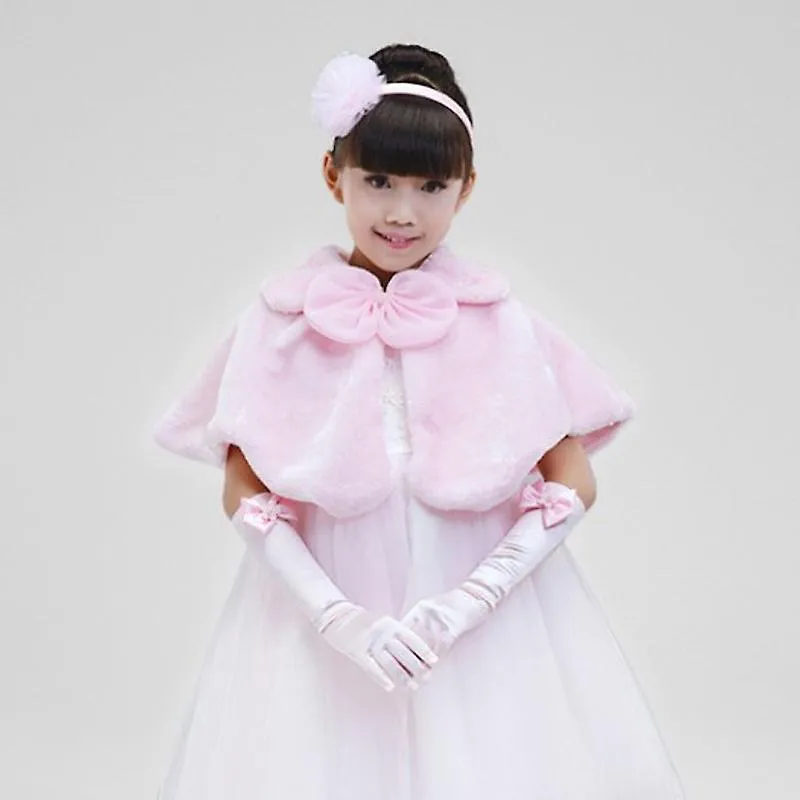 Flower Girls Faux Fur Shrug Bridesmaid Wedding Bolero Children Kids Cape Cover Up