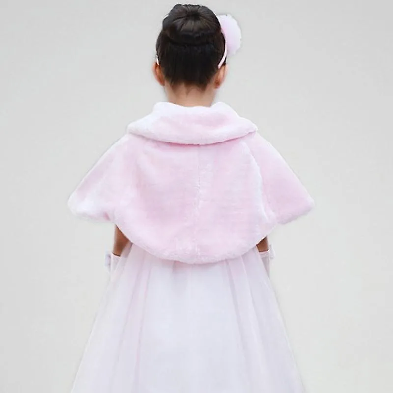 Flower Girls Faux Fur Shrug Bridesmaid Wedding Bolero Children Kids Cape Cover Up