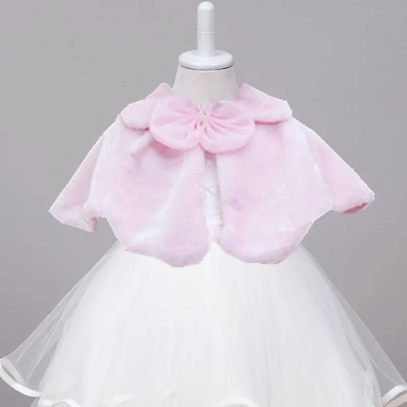 Flower Girls Faux Fur Shrug Bridesmaid Wedding Bolero Children Kids Cape Cover Up