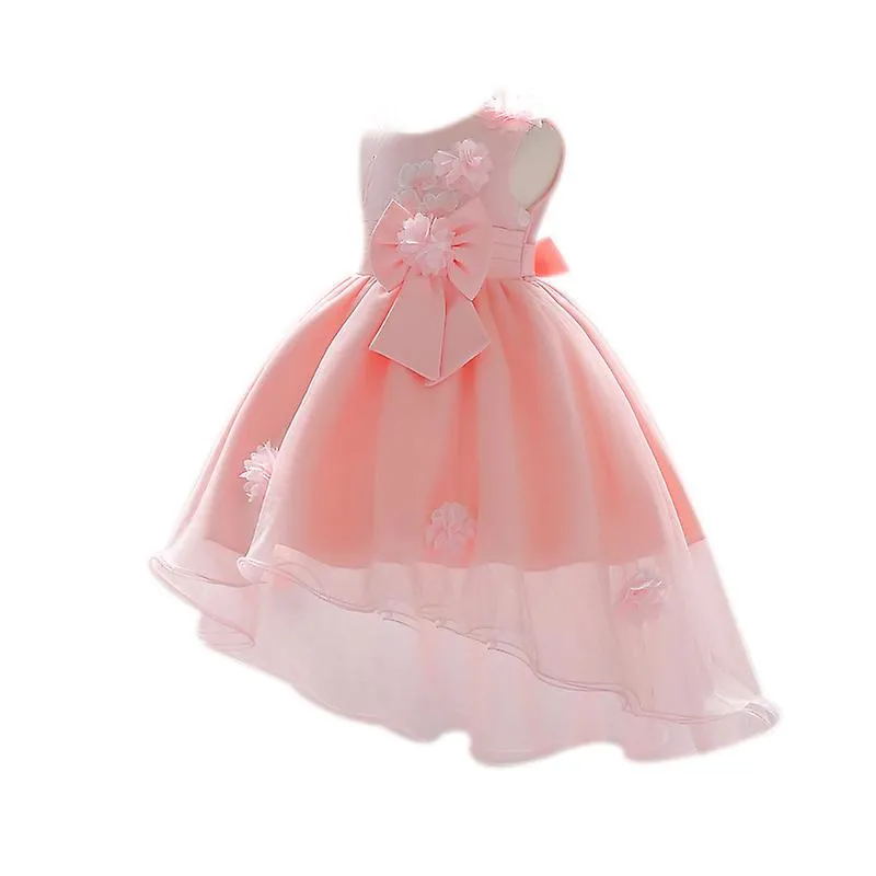 Flowers Girls Tulle Lace Wedding Dress, Trailing Gowns Princess Dresses for Kids