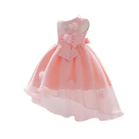 Flowers Girls Tulle Lace Wedding Dress, Trailing Gowns Princess Dresses for Kids