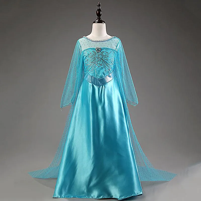 Frozen Elsa Fancy Dress Kids Girl Princess Tulle Dresses Cosplay Costume