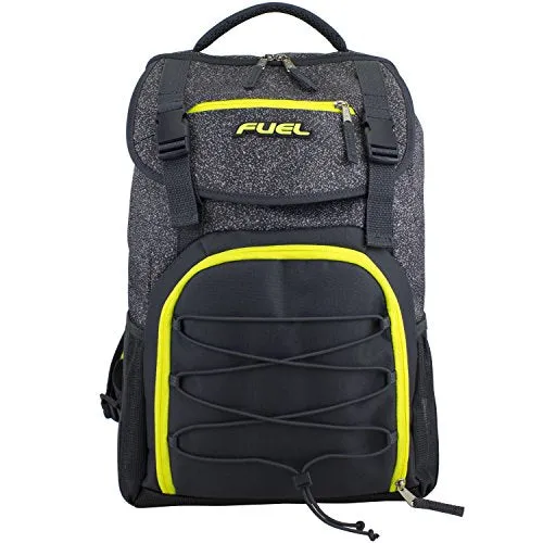 Fuel Triumph School Bookbag, Sports Backpack, Travel, Carry on, Hiking, Camping - Gray/Yellow