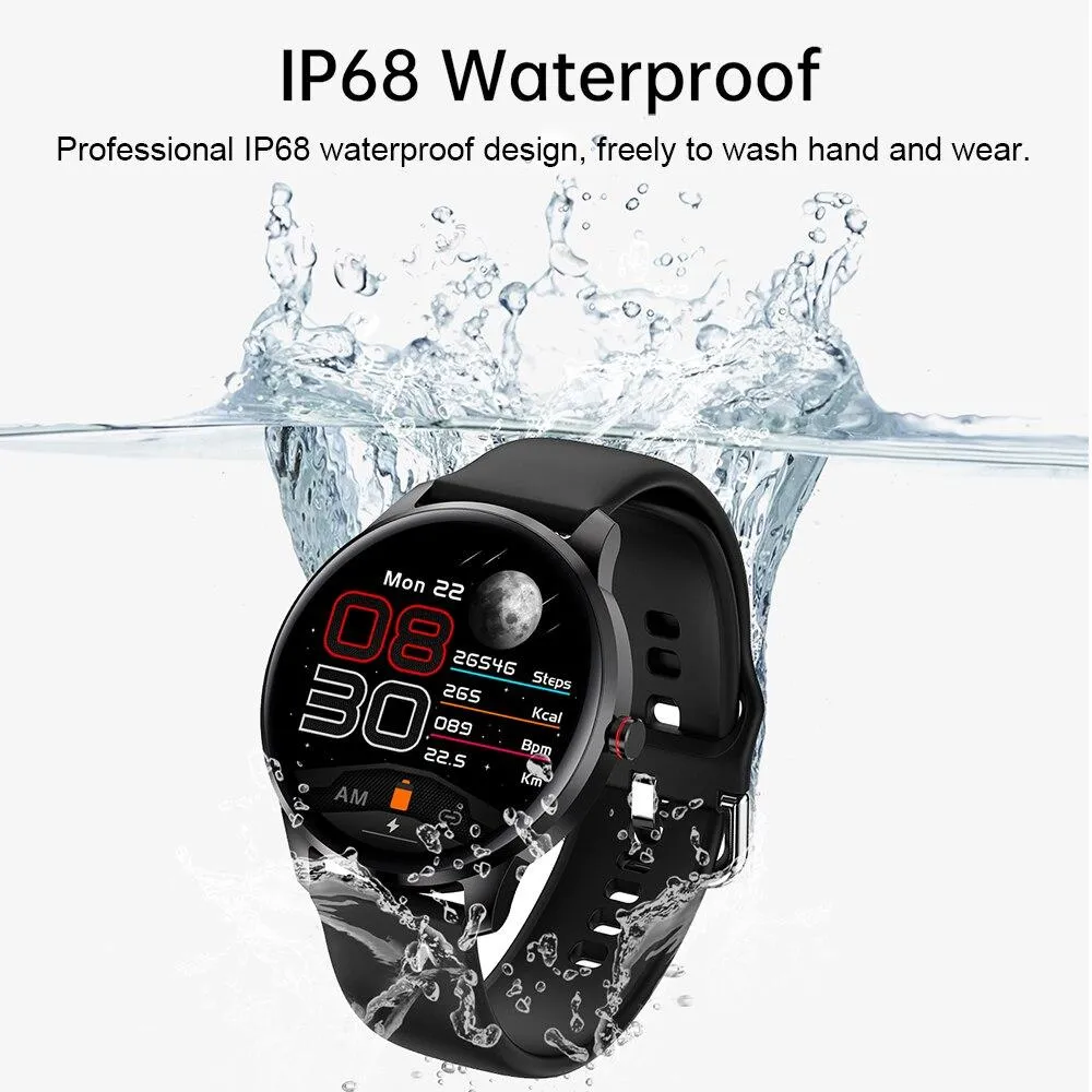 Full Touch Waterproof Sports Heart Rate Blood Pressure Monitor Smart Watch