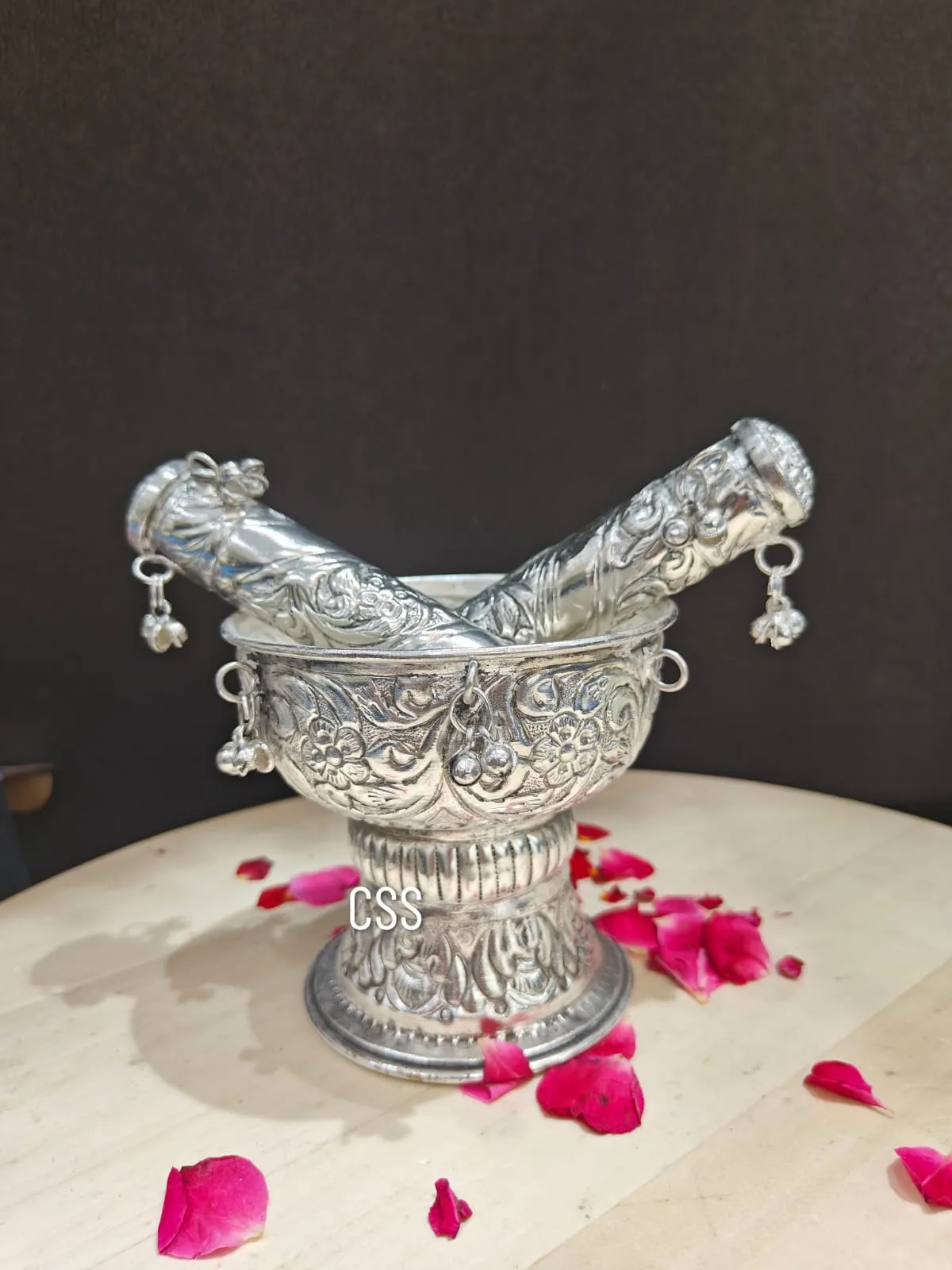 German Silver Rolu Rokali Set with Silver Tray for Weddings - CS001RR German Silver Wedding Set German Silver Rolu Rokali Set Ge