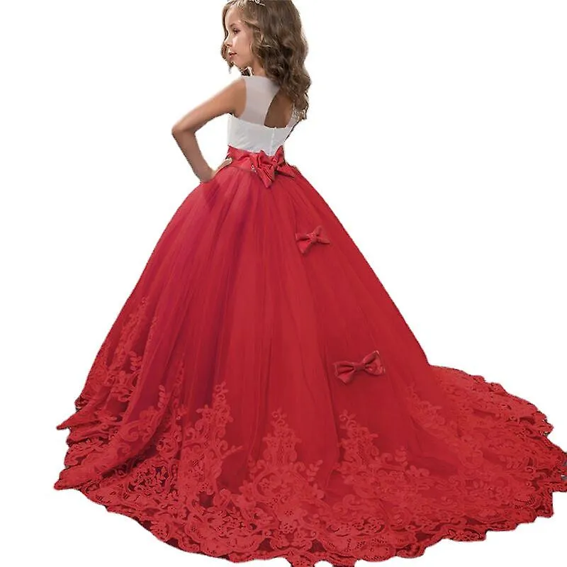 Girls lace dress elegant princess long gown kids dresses for girls flower wedding party evening dress children prom tutu costume