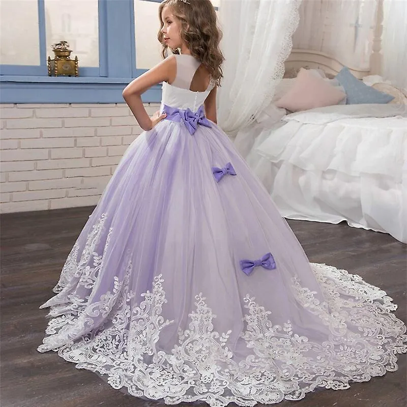 Girls lace dress elegant princess long gown kids dresses for girls flower wedding party evening dress children prom tutu costume