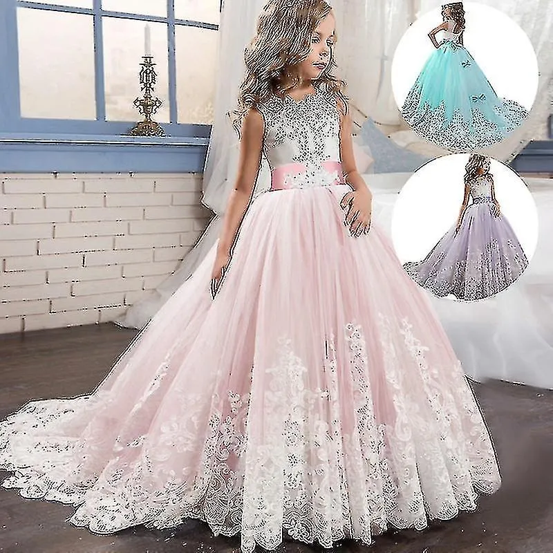 Girls Lace Long Prom Gowns Bridesmaid Kids Dresses For Girls Teens Girl Party Dress Kids Princess Ev