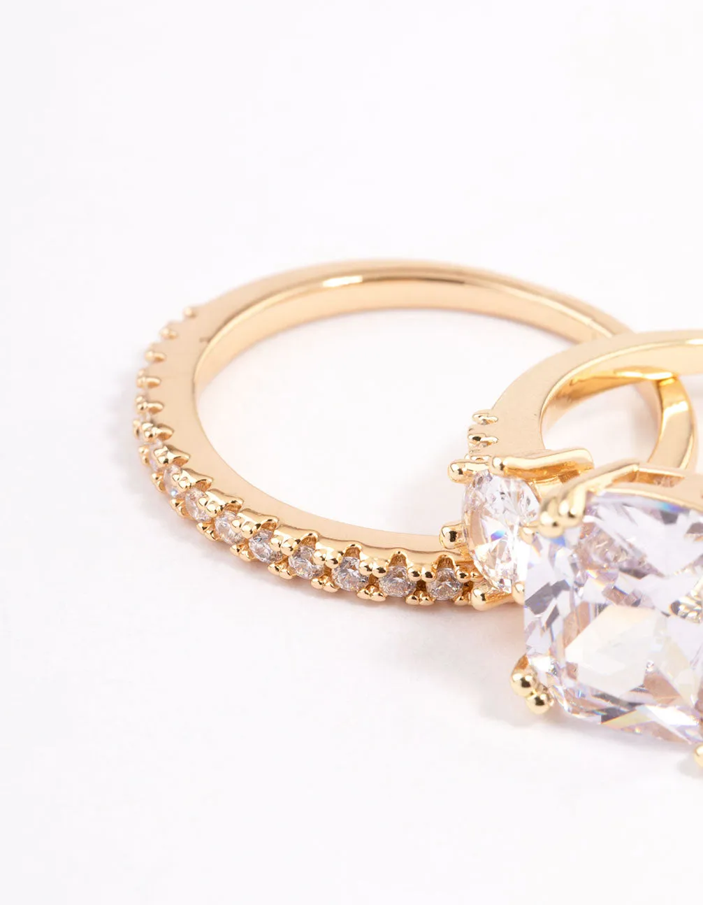 Gold 3 Stone Ring Set