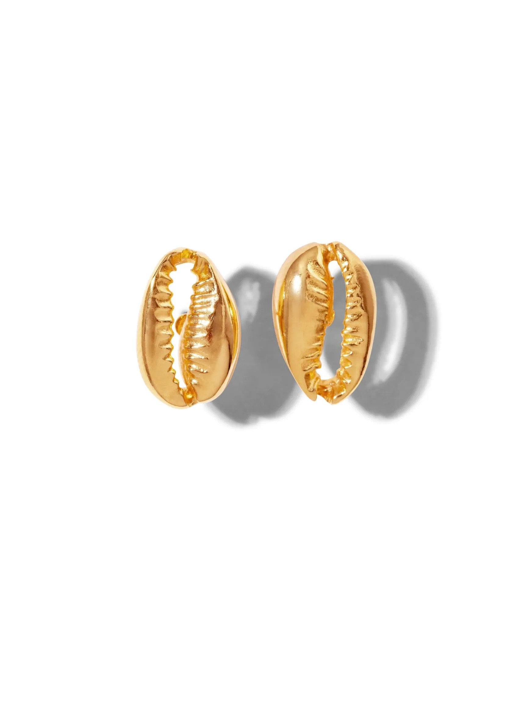 Gold Cowrie Stud Post Earrings