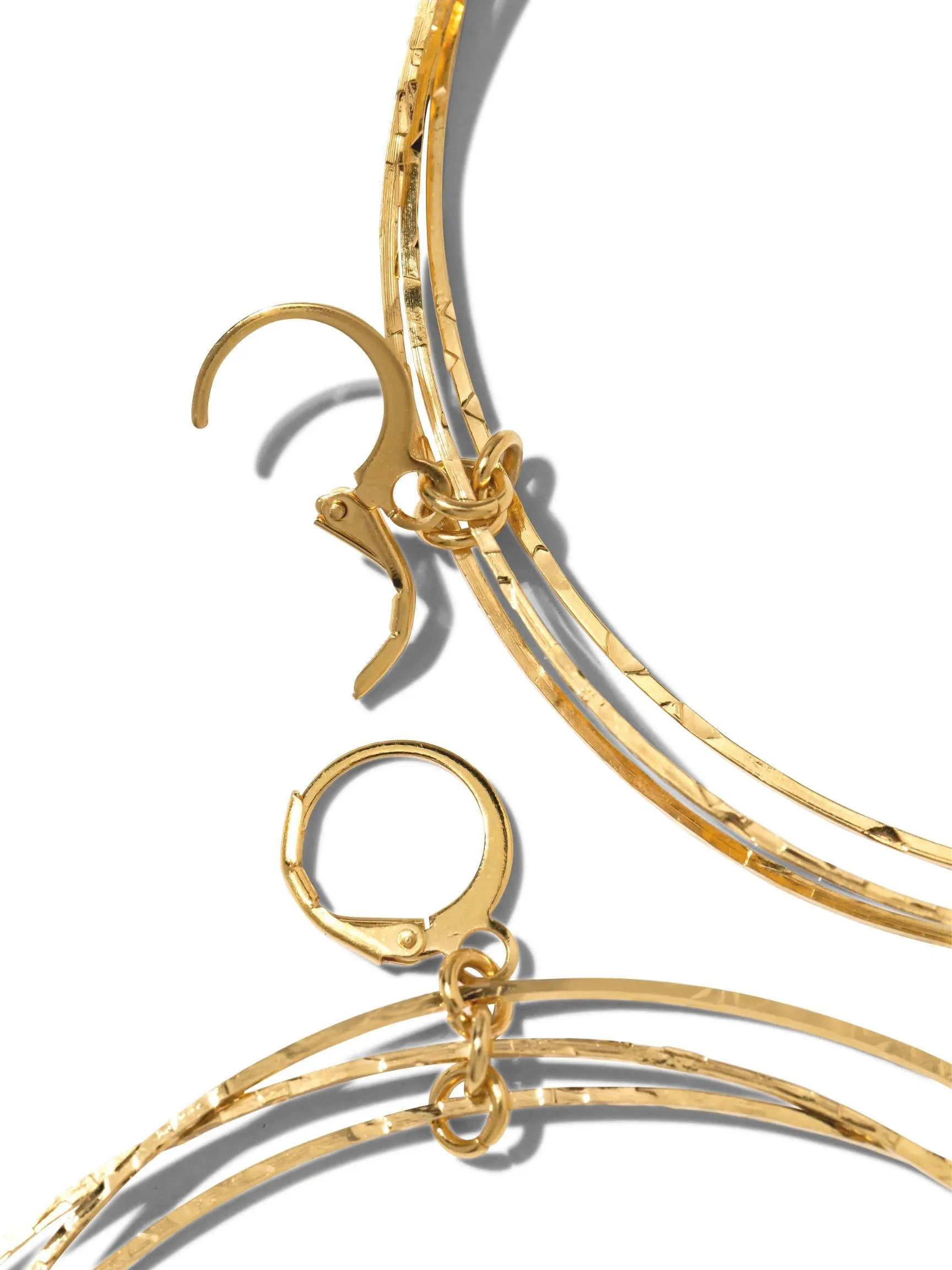 Gold Triple Halo Hoop Earrings