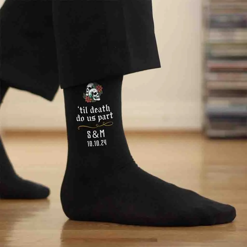 Gothic Wedding Day Socks for Groom with Personalized Touch