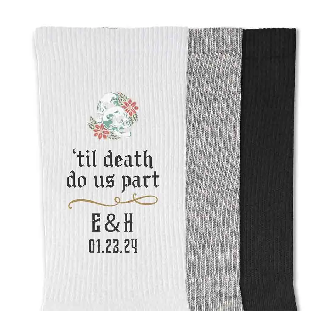 Gothic Wedding Day Socks for Groom with Personalized Touch