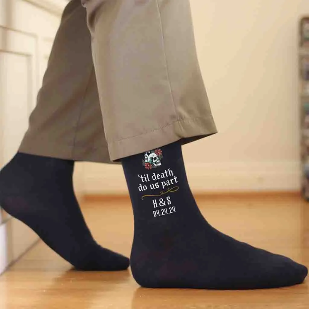 Gothic Wedding Day Socks for Groom with Personalized Touch