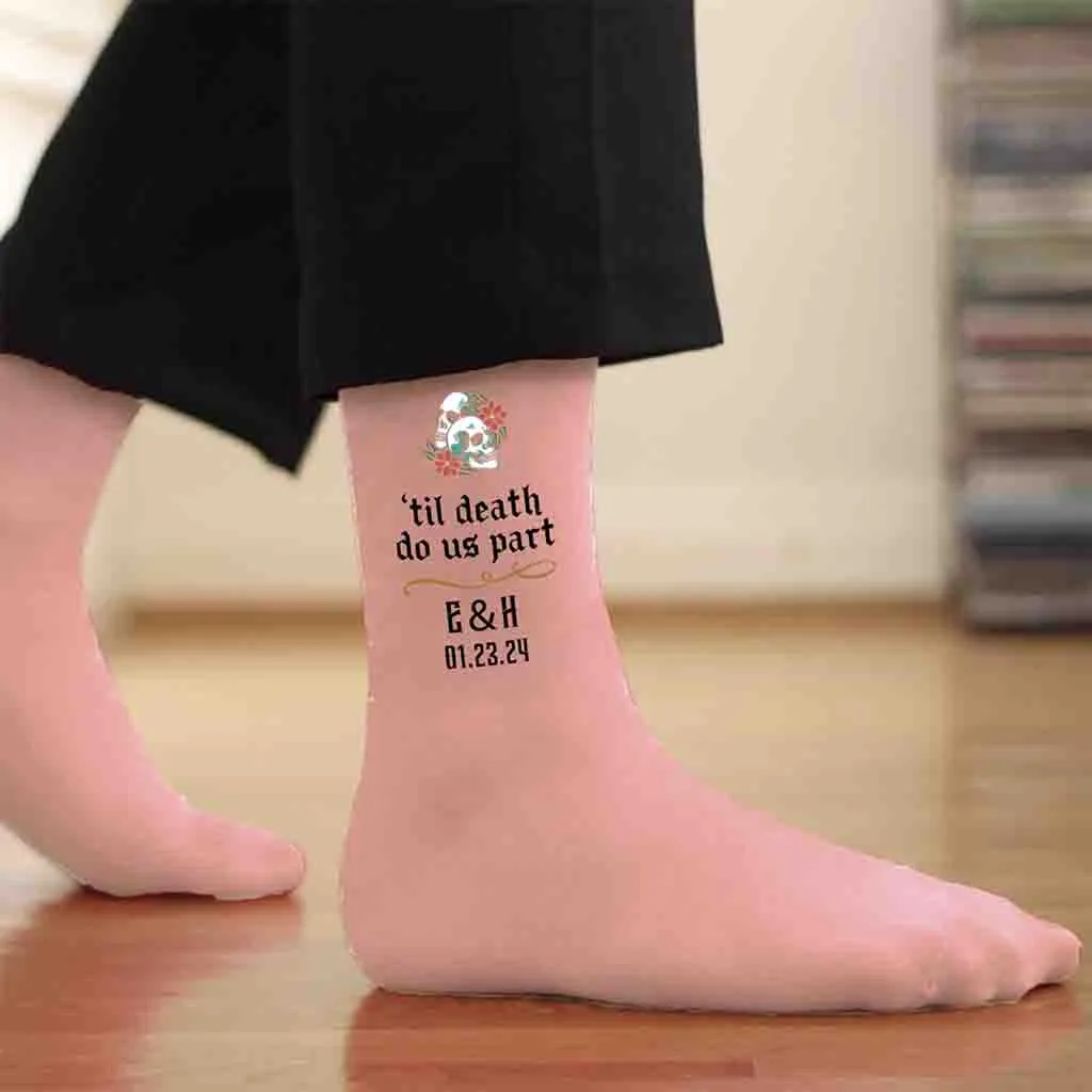 Gothic Wedding Day Socks for Groom with Personalized Touch