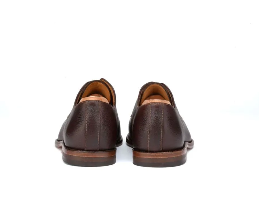 Grained Chocolate Derby Shoes - Leather outsole - HILPERTON