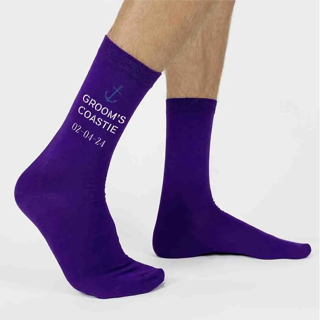 Groom's Coastie Wedding Socks - Personalized with Date