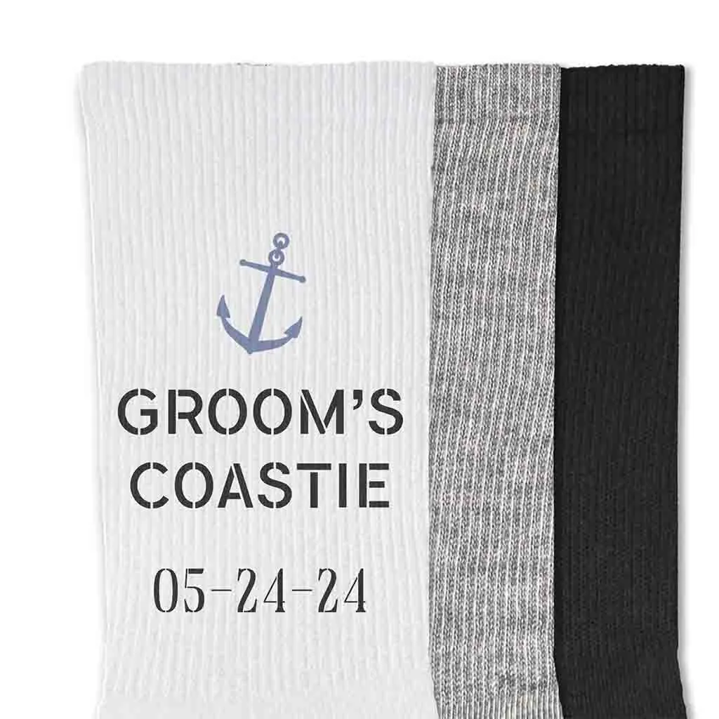 Groom's Coastie Wedding Socks - Personalized with Date