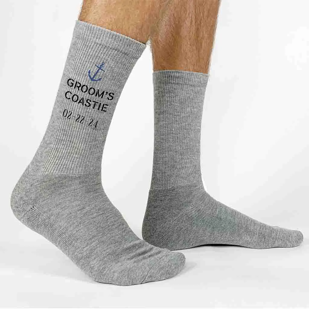 Groom's Coastie Wedding Socks - Personalized with Date