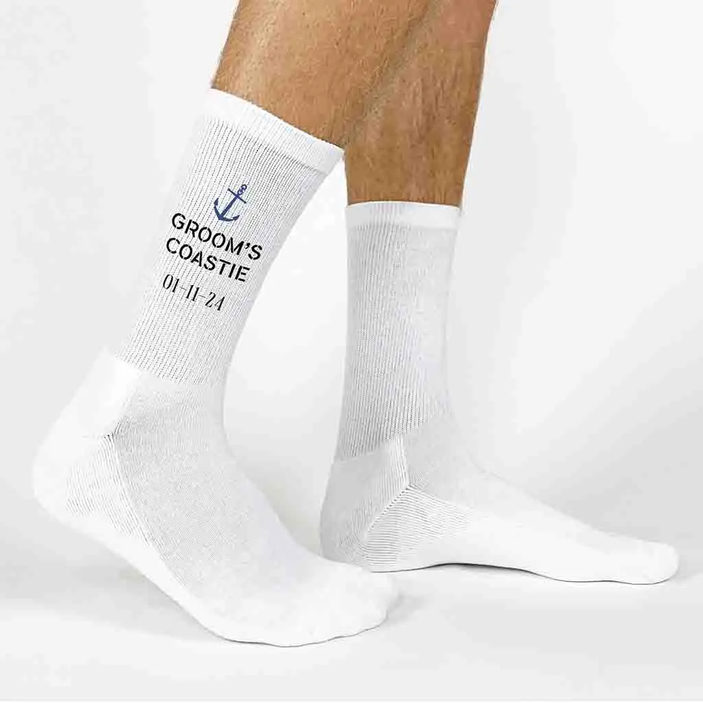 Groom's Coastie Wedding Socks - Personalized with Date