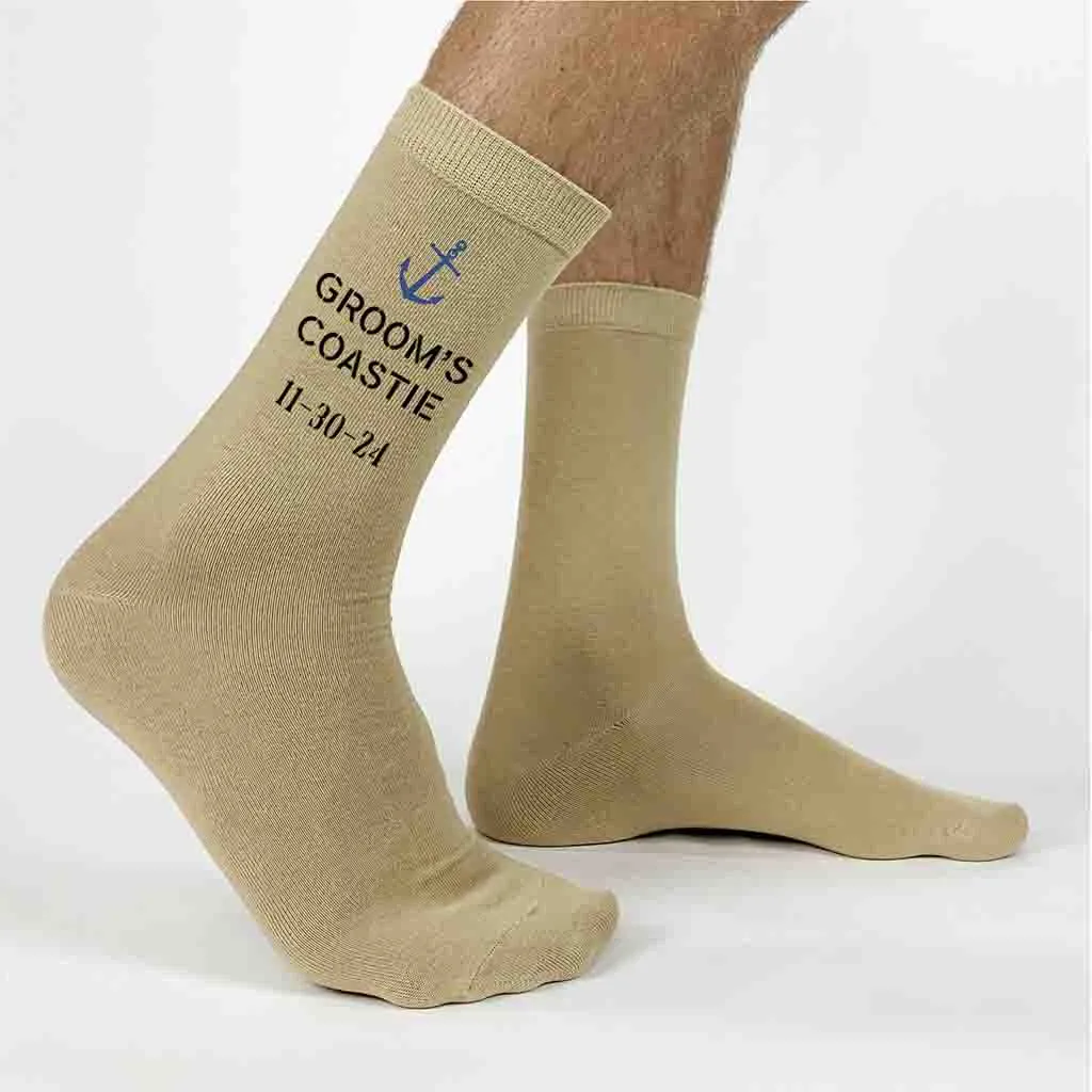 Groom's Coastie Wedding Socks - Personalized with Date