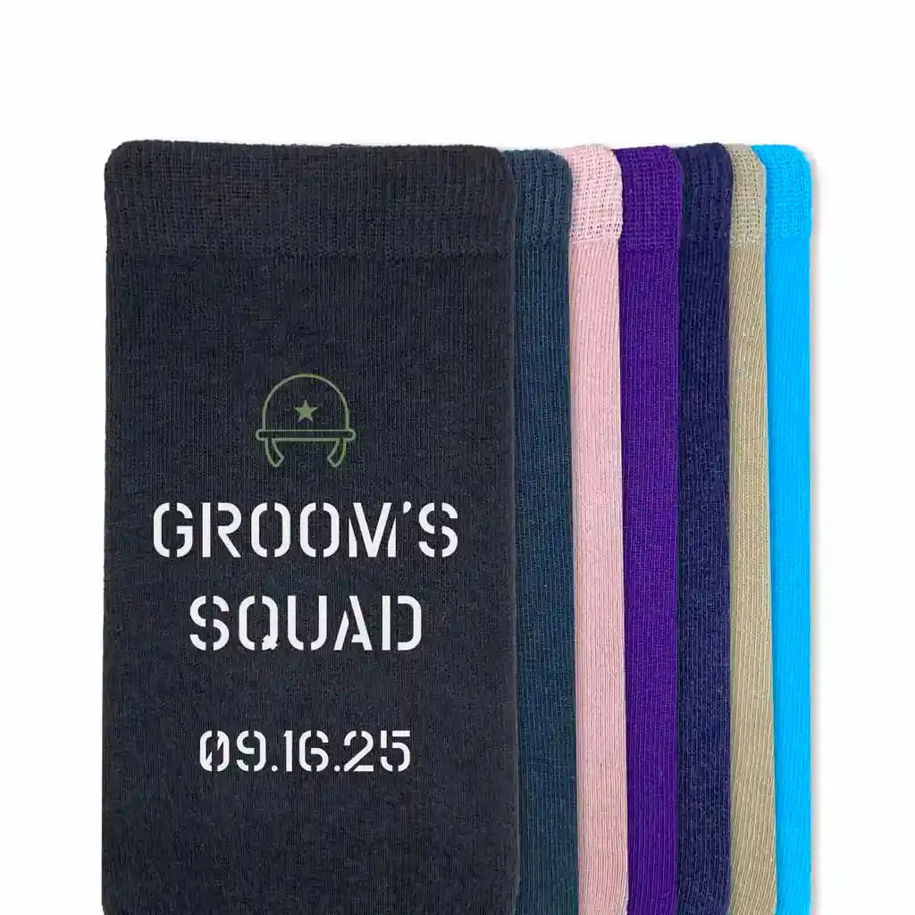 Groom's Squad Wedding Socks - Personalized with Wedding Date