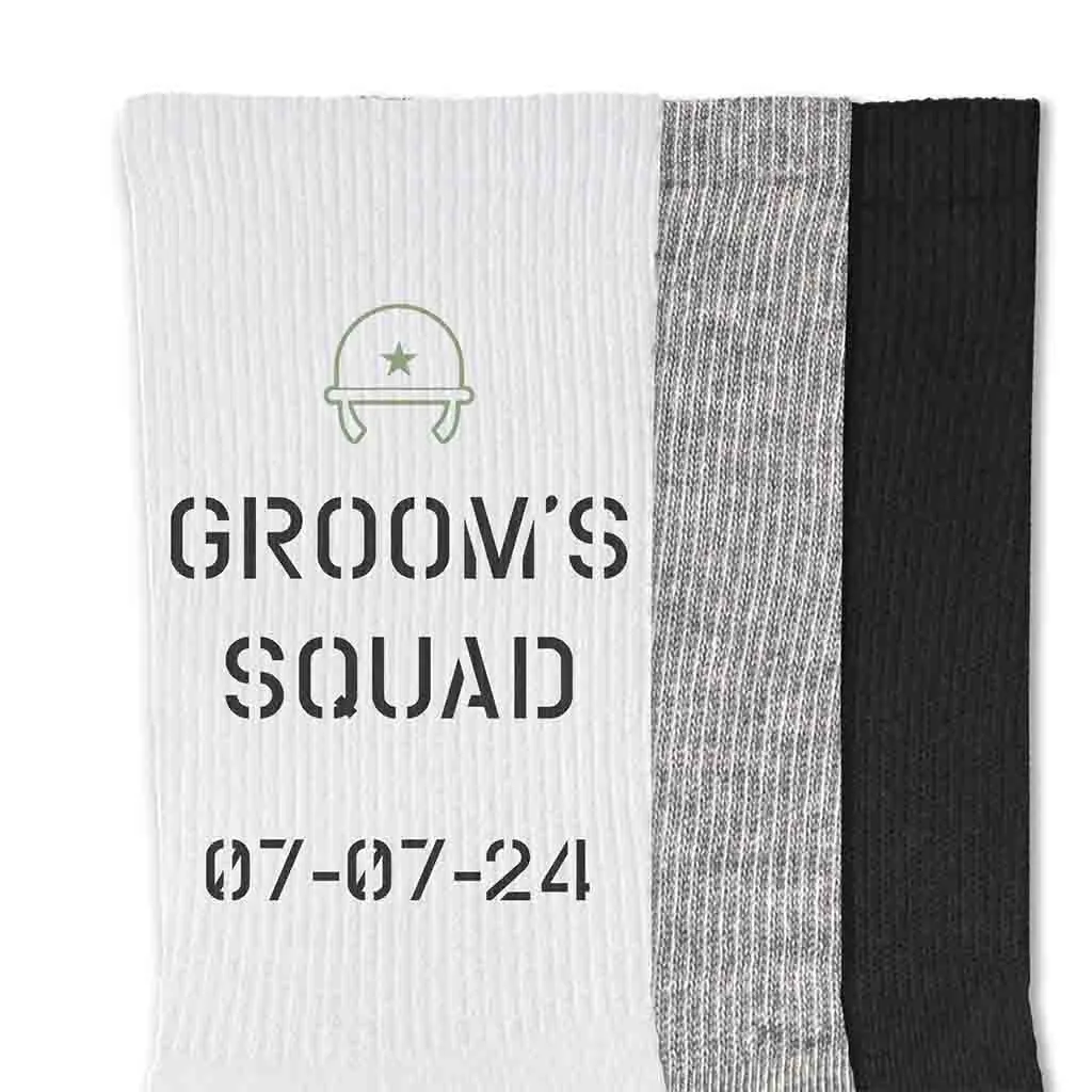 Groom's Squad Wedding Socks - Personalized with Wedding Date