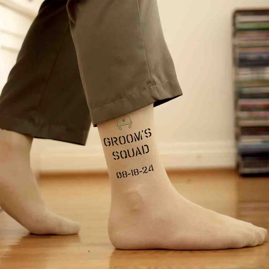 Groom's Squad Wedding Socks - Personalized with Wedding Date