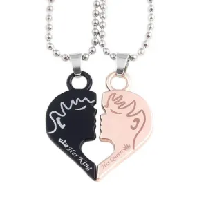 Half Heart Royalty Charm Necklace Set