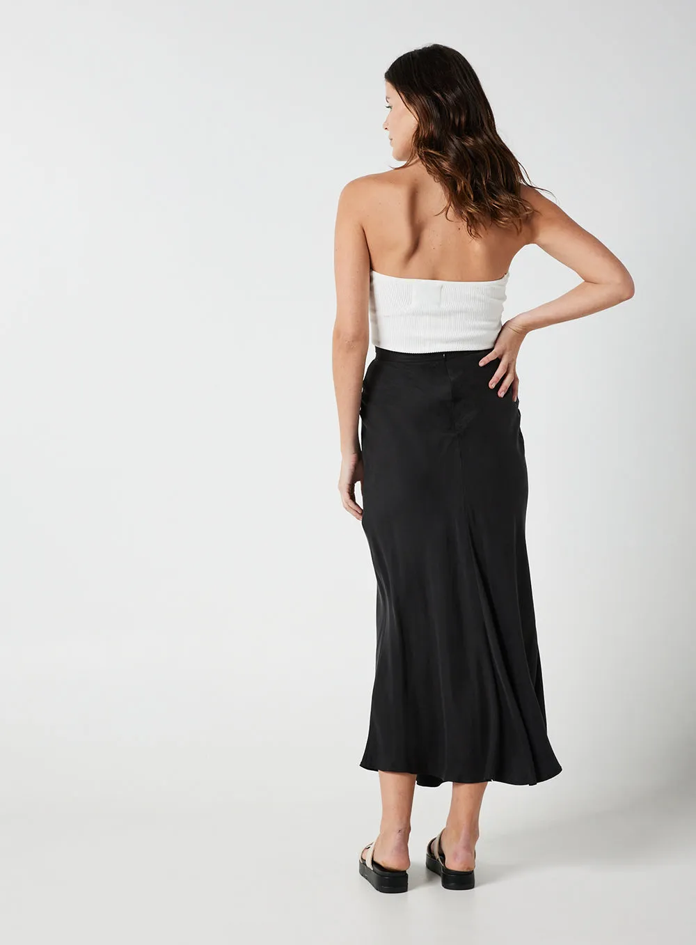 Hazel Cupro Midi Skirt-Black