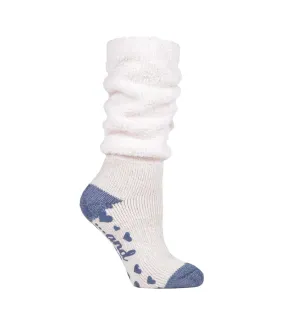 Heat Holders - Ladies Soft Fluffy Slouch Top Non Slip Slipper Thermal Bed Socks with Grippers