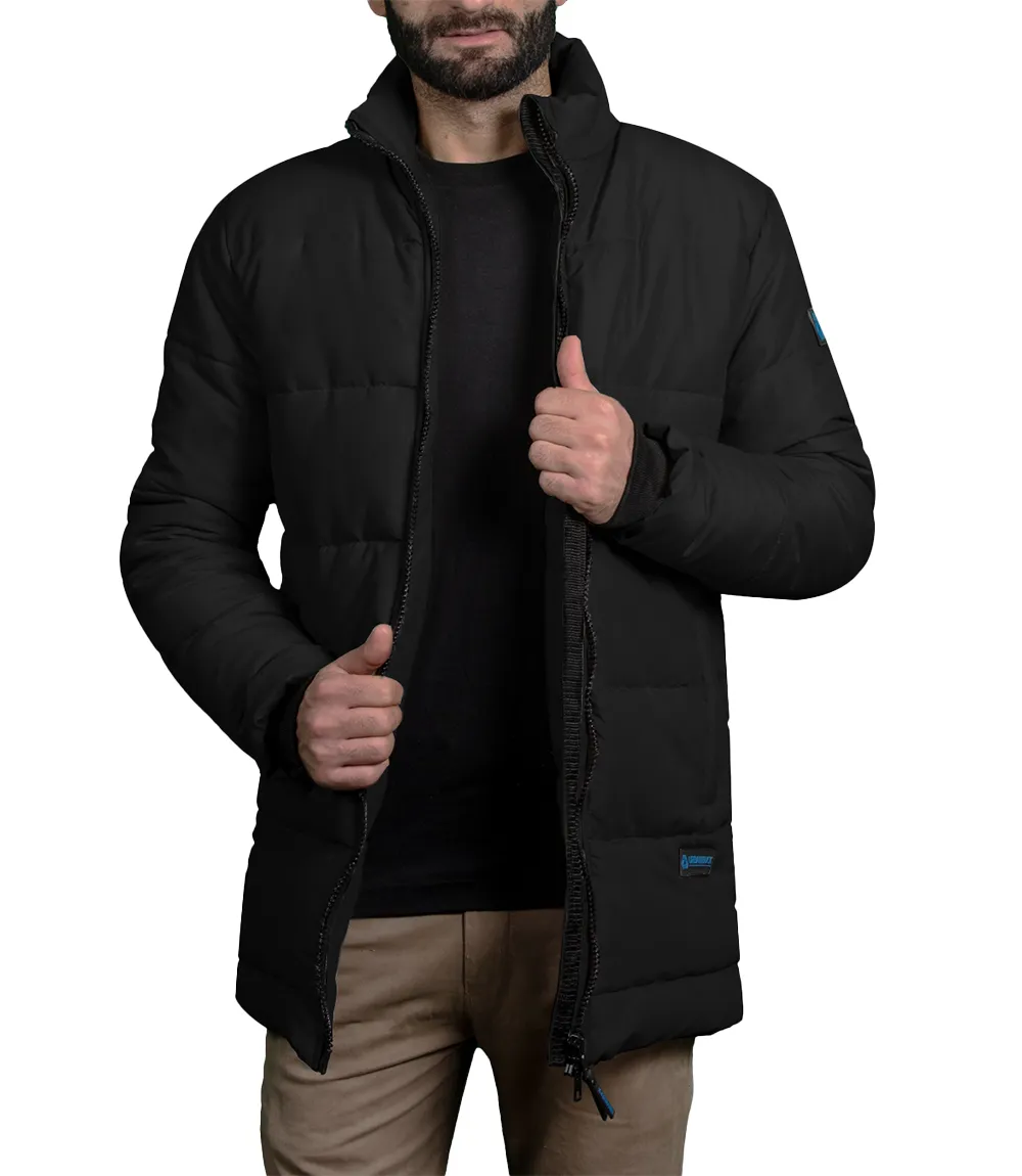 Herman Mens 3/4 Length Black Down Puffer Jacket