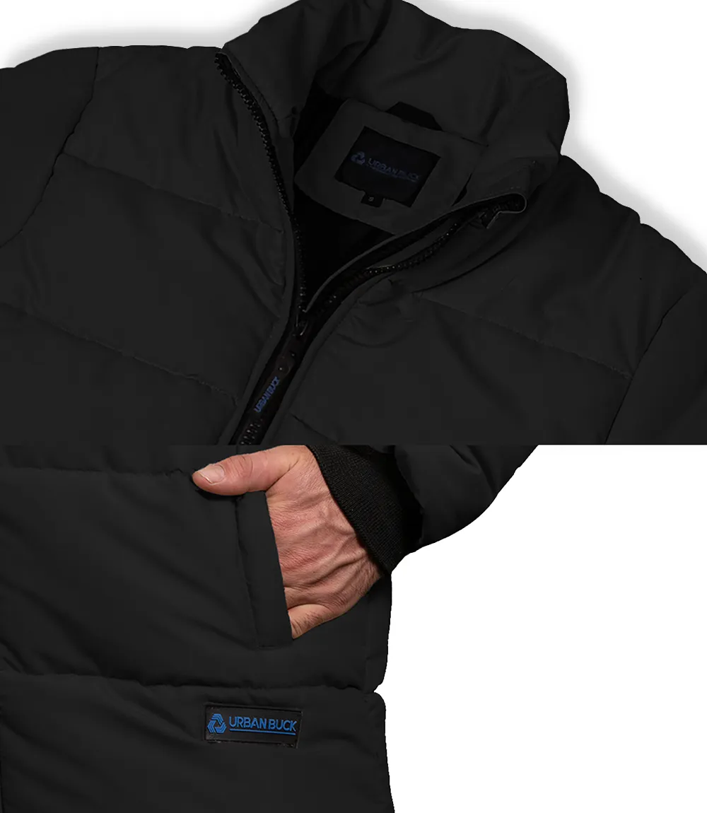 Herman Mens 3/4 Length Black Down Puffer Jacket