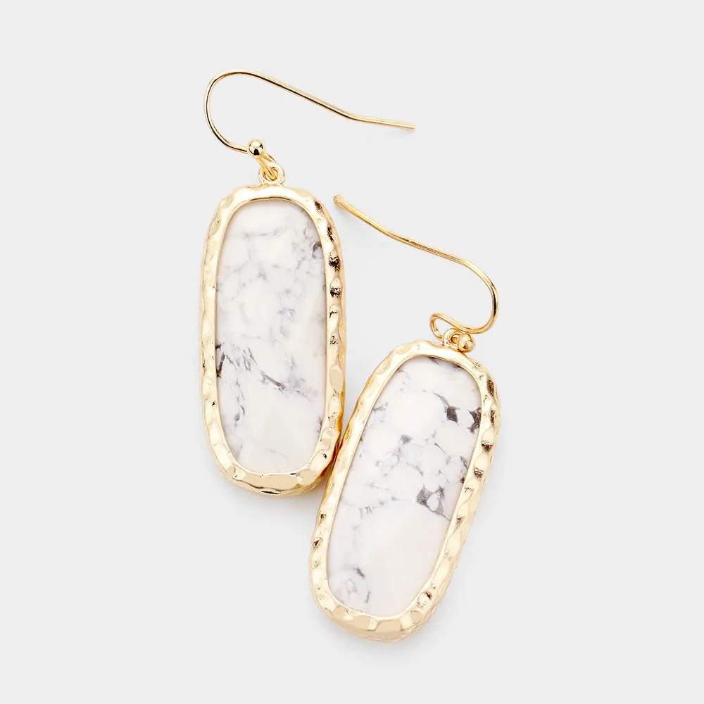 iLLASPARKZ Semi Precious Curved Rectangle Stone Dangle Earrings