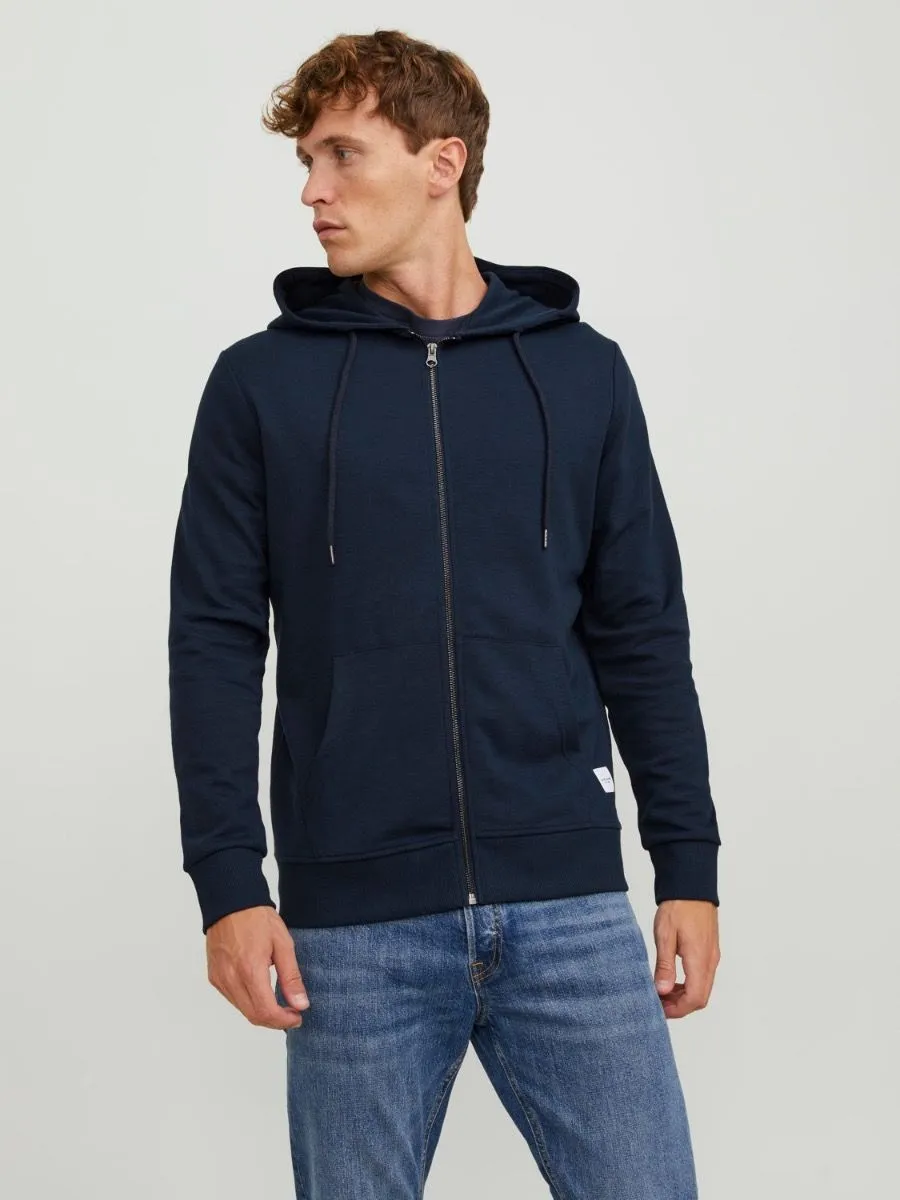 Jack & Jones Basic Zip Up Hooded Sweatshirts Navy Blazer