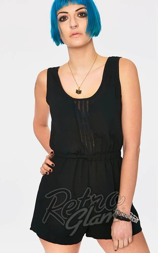 Jawbreaker Black Crepe Trim Playsuit - XXL left only