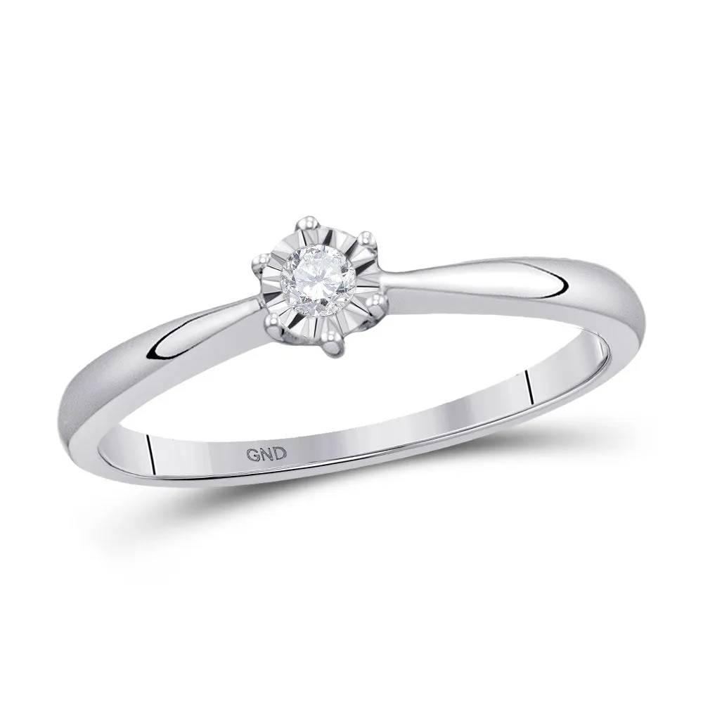 Keene Jewelers 10kt White Gold Round Diamond Solitaire Bridal Wedding Engagement Ring 1/12 Cttw