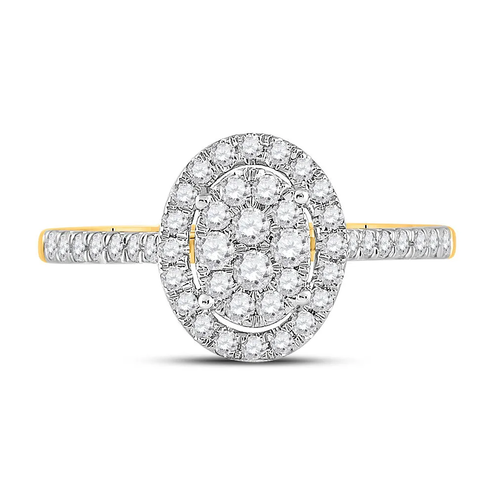 Keene Jewelers 10kt Yellow Gold Round Diamond Cluster Bridal Wedding Engagement Ring 1/2 Cttw