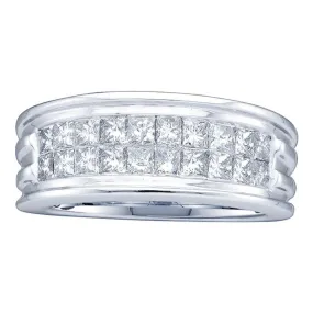 Keene Jewelers 14kt White Gold Mens Princess Diamond Wedding Band Ring 1/2 Cttw