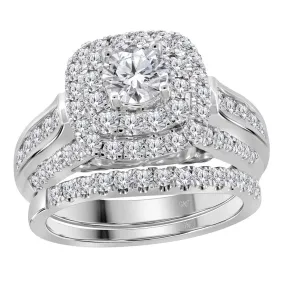 Keene Jewelers 14kt White Gold Round Diamond Bridal Wedding Ring Band Set 2 Cttw