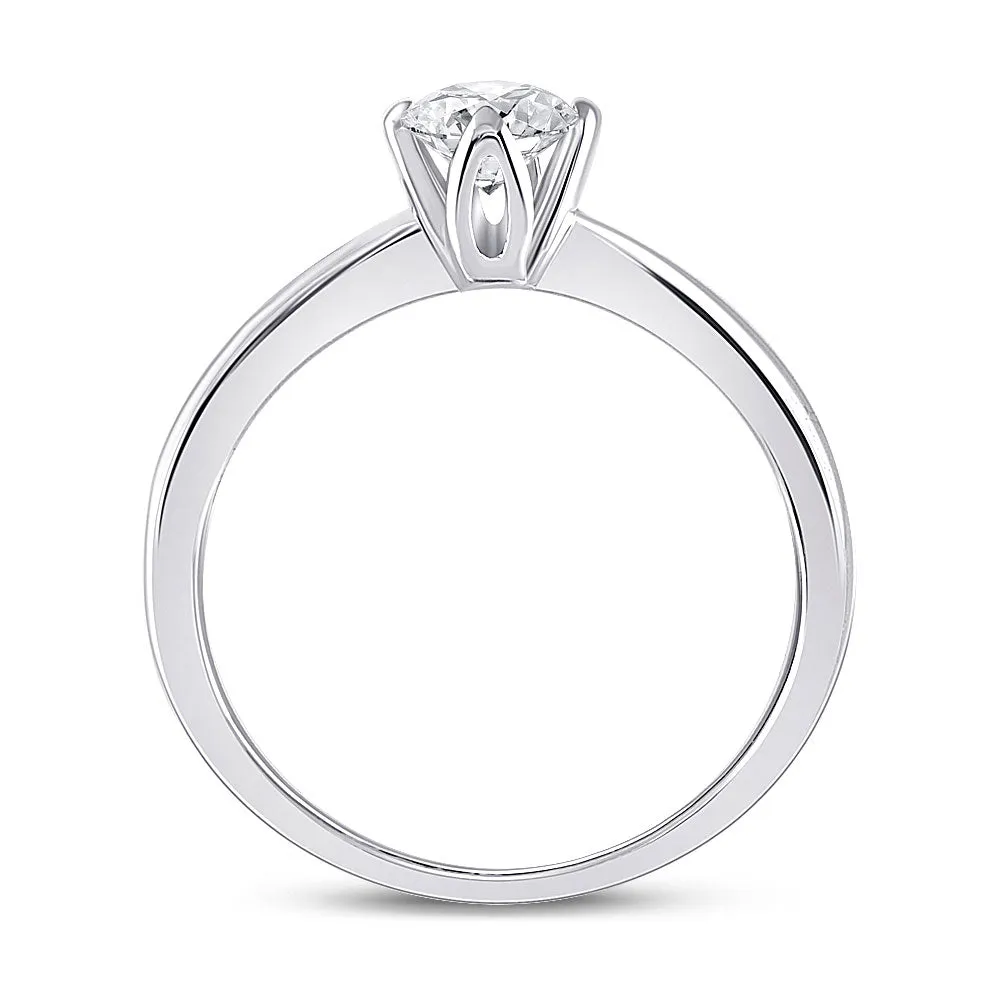 Keene Jewelers 14kt White Gold Womens Round Diamond Solitaire Bridal Wedding Engagement Ring 1/2 Cttw